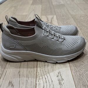 Skechers Light Grayish Taupe Knit Memory Foam Slip-On Sneaker